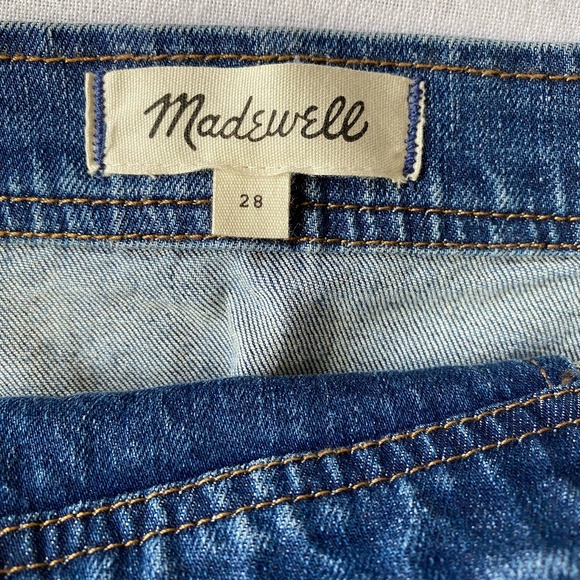 Madewell Denim Mid length Skirt. Front Slit with angle buttons -Sz 28 - Picture 14 of 15